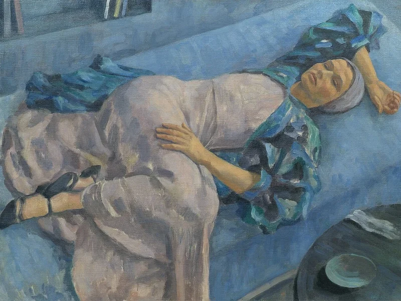 1903-Walter Gamerith - Grete Gamerith sul divano blu